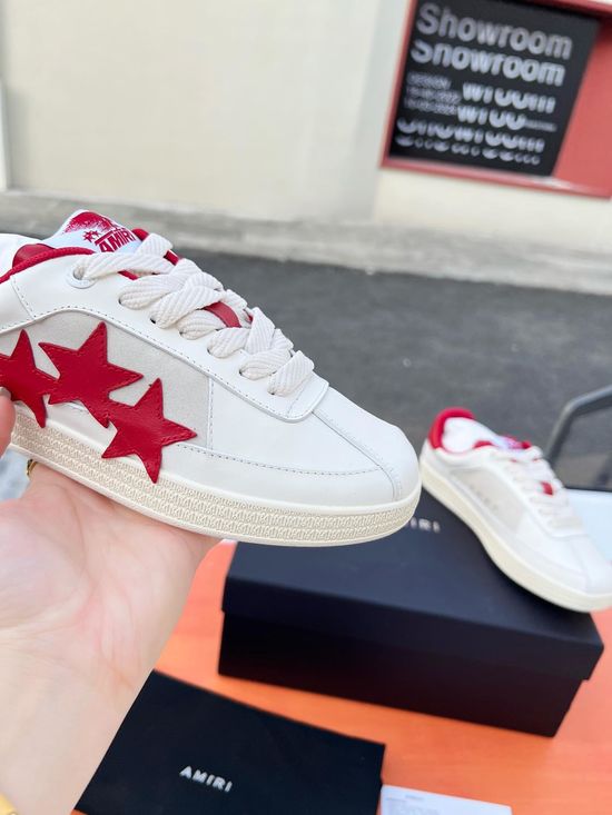 Amiri Woven Bone Pattern Casual Leather Sneakers