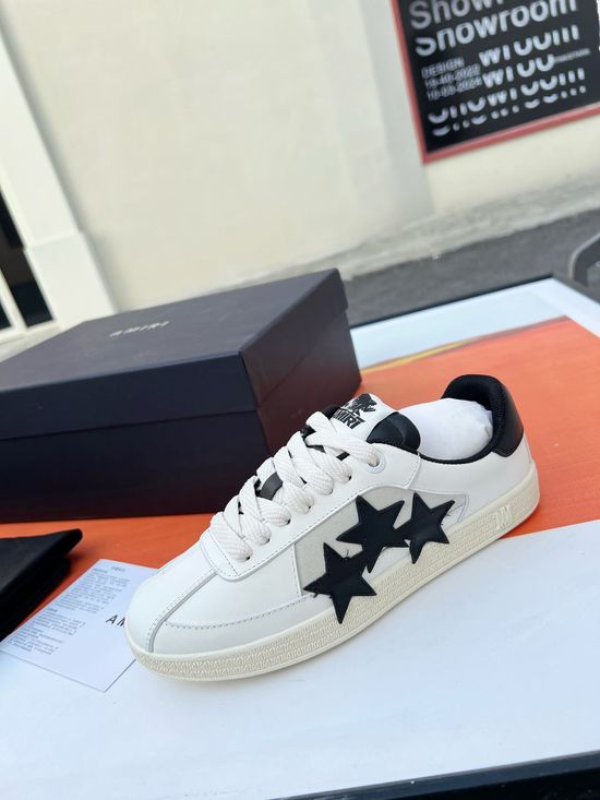 Amiri Woven Bone Pattern Casual Leather Sneakers