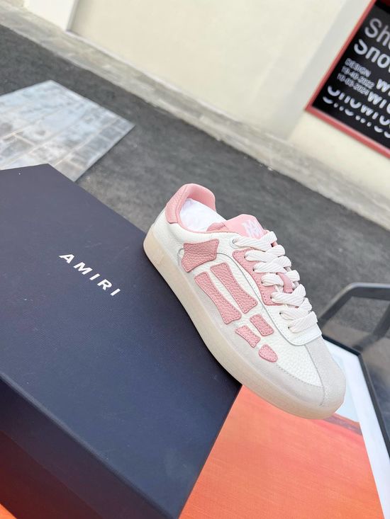 Amiri Woven Bone Pattern Casual Leather Sneakers