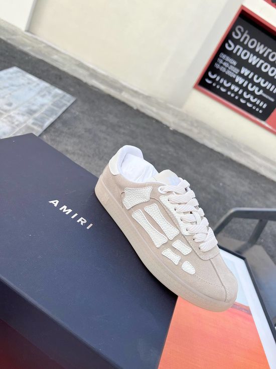 Amiri Woven Bone Pattern Casual Leather Sneakers