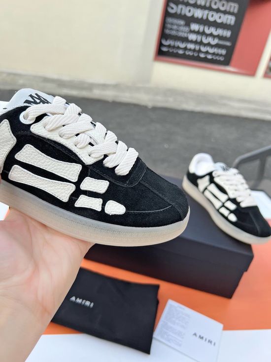 Amiri Woven Bone Pattern Casual Leather Sneakers