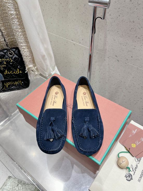 Loro Piana Suede Leather Tassel Loafers Comfortable Slip On Casual Shoes