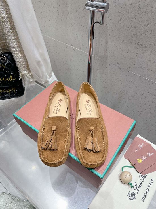 Loro Piana Suede Leather Tassel Loafers Comfortable Slip On Casual Shoes