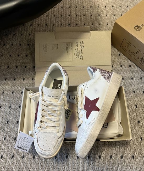 Golden Goose GGDB Vintage Distressed Casual Thick Sole Sneakers with Plaid Detail