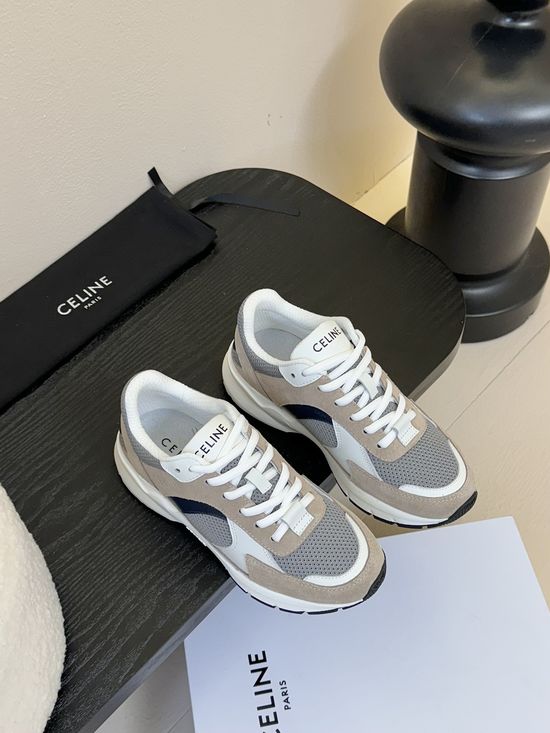 Celine Comfortable Suede Platform Sneakers With Embossed Logo