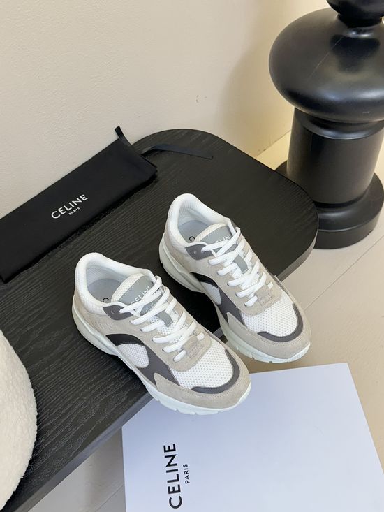 Celine Comfortable Suede Platform Sneakers With Embossed Logo