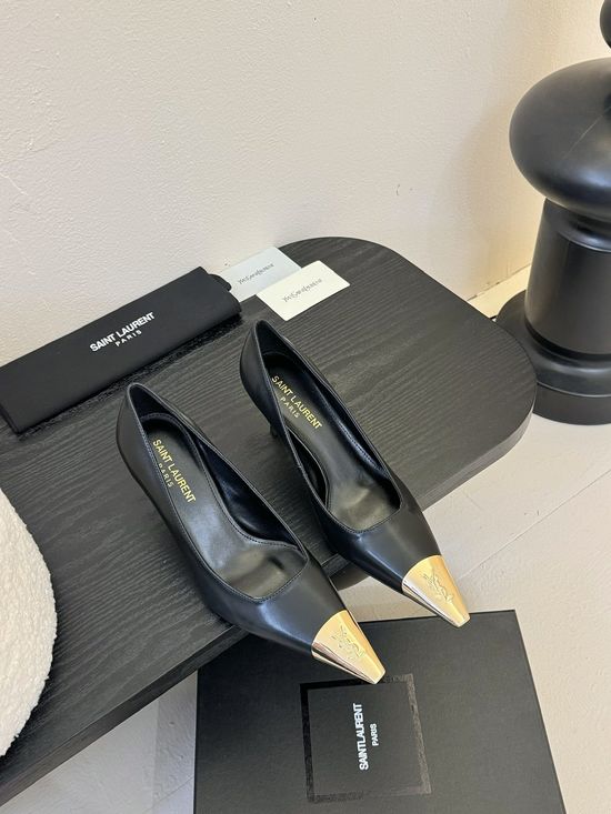 Yves Saint Laurent Elegant Pointed Toe High Heels Diamond Decor Leather Sole