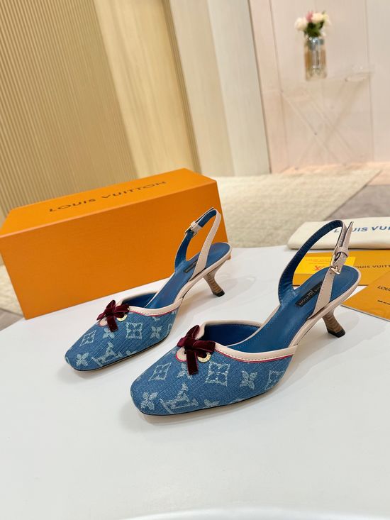 Louis Vuitton Mid Heel Leather Sandals Premium Soft Lining Durable Leather Sole