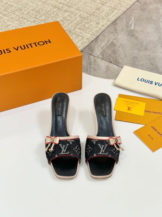 Louis Vuitton Mid Heel Leather Sandals Premium Soft Lining Durable Leather Sole