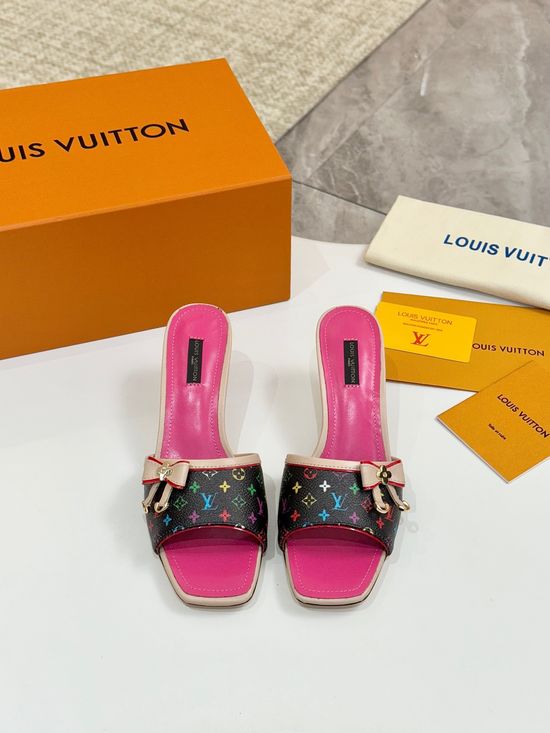 Louis Vuitton Mid Heel Leather Sandals Premium Soft Lining Durable Leather Sole