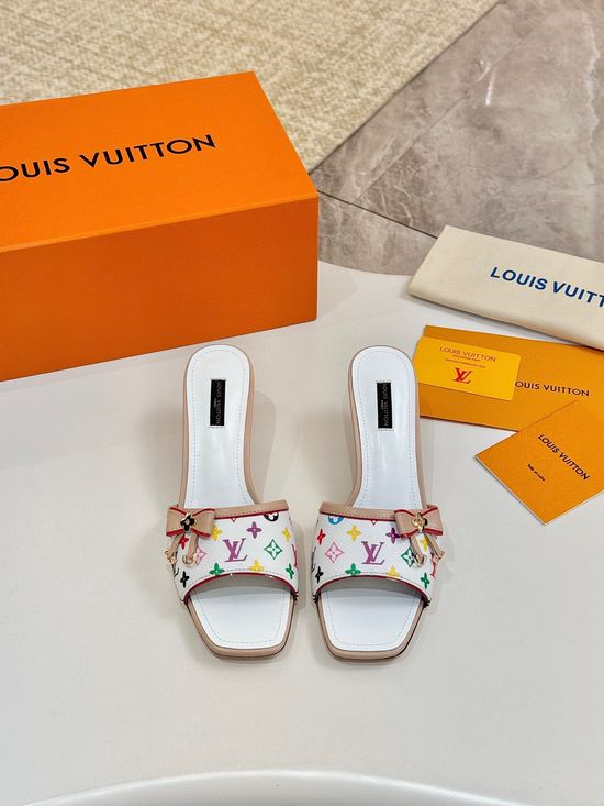 Louis Vuitton Mid Heel Leather Sandals Premium Soft Lining Durable Leather Sole