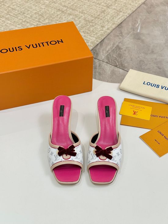 Louis Vuitton Mid Heel Leather Sandals Premium Soft Lining Durable Leather Sole