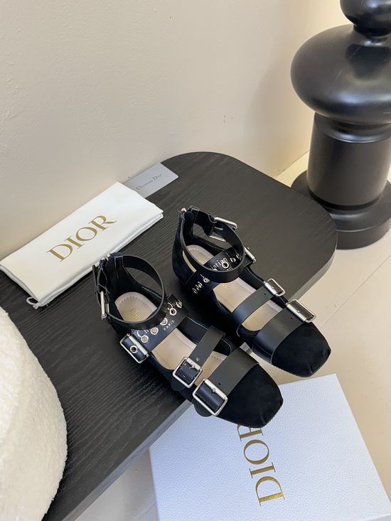 Christian Dior Logo Buckle Leather Loafer Mary Jane Flats