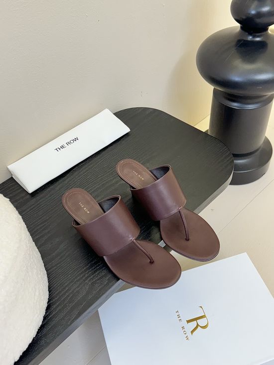 The Row Mid Heel Cowhide Thong Slides Leather Sole