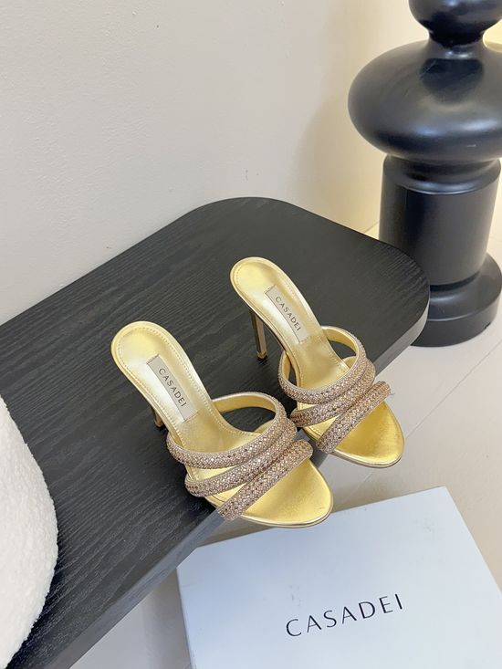 Casadei Rhinestone Pointed Toe Stiletto High Heel Sandals