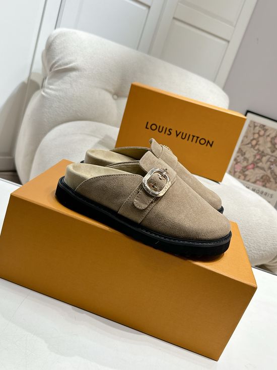 Louis Vuitton Lined Warm Mule Slippers Non Slip Indoor Outdoor Shoes