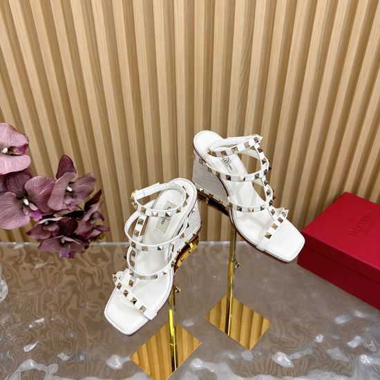 Valentino Espadrille Wedge Platform Sandals with Rubber Sole