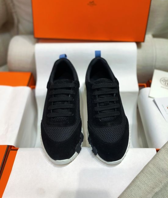 Hermes Color-block Knit Leather Sneakers with Lightweight Sole