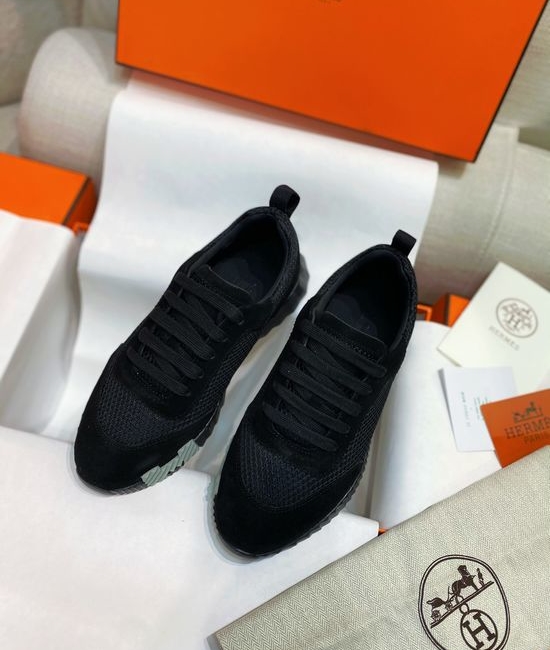 Hermes Color-block Knit Leather Sneakers with Lightweight Sole