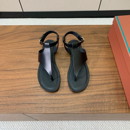 Loro Piana Minimalist Oil Wax Leather Sandals with Rubber Sole