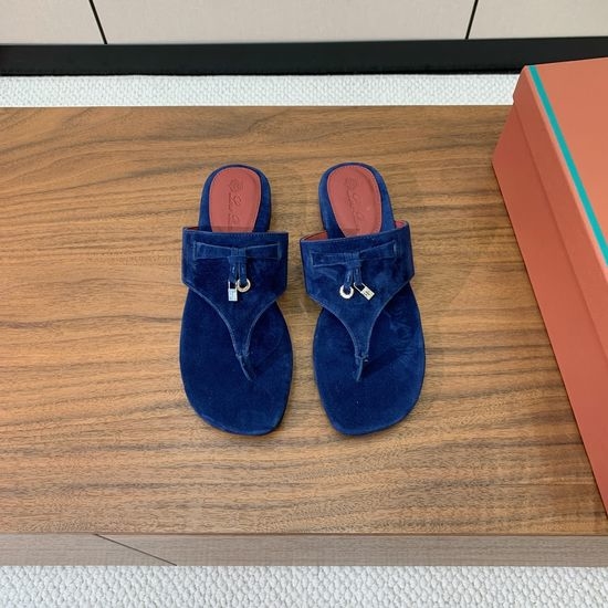 Loro Piana Suede Flip Flops Soft Goatskin Lined Leather Sole Shoes