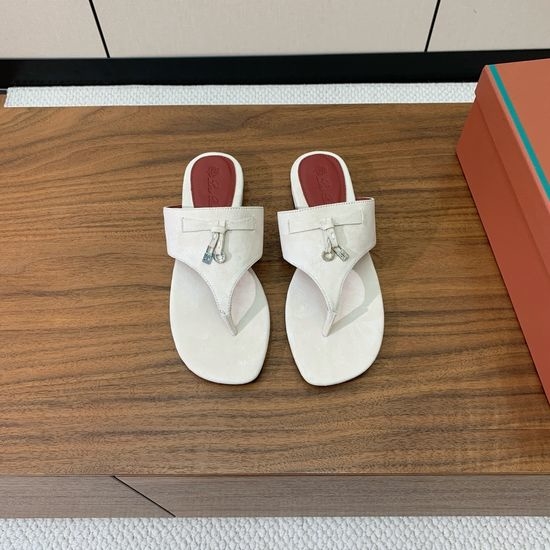 Loro Piana Suede Flip Flops Soft Goatskin Lined Leather Sole Shoes