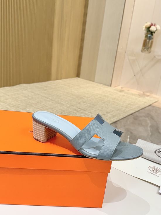 Hermes Low Heel Premium Leather Shoes with Leather Sole