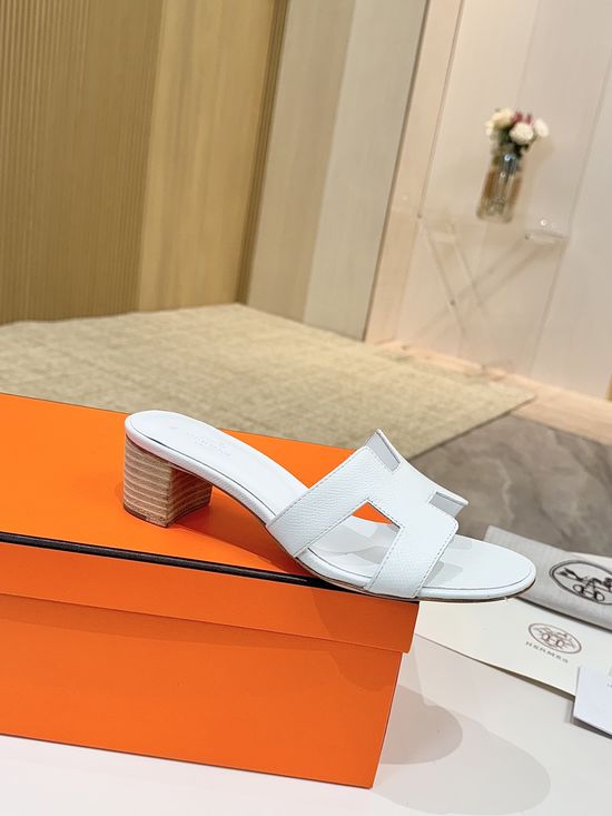 Hermes Low Heel Premium Leather Shoes with Leather Sole