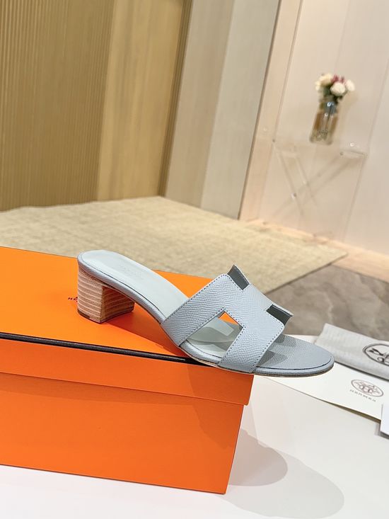 Hermes Low Heel Premium Leather Shoes with Leather Sole
