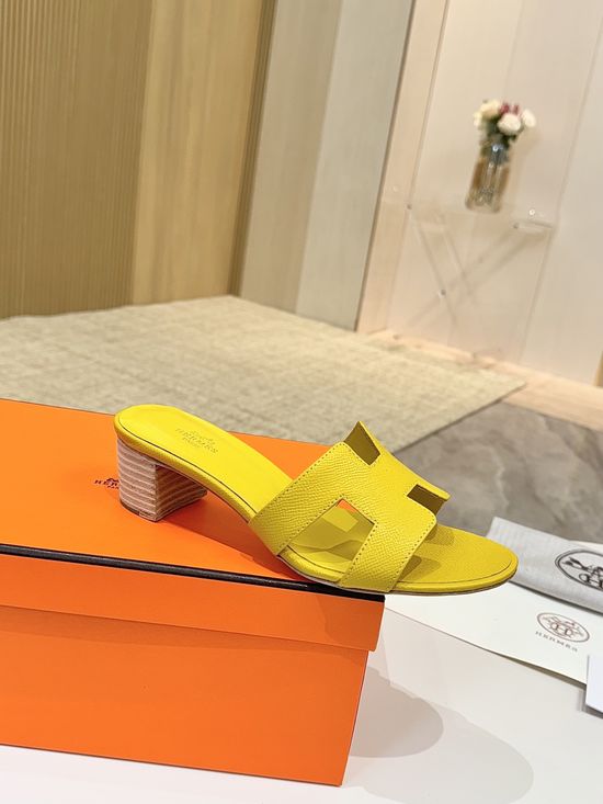 Hermes Low Heel Premium Leather Shoes with Leather Sole