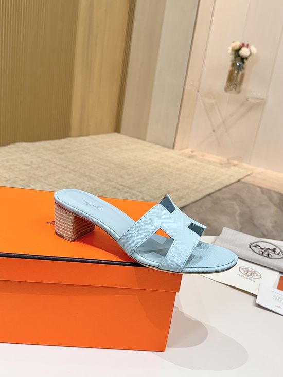 Hermes Low Heel Premium Leather Shoes with Leather Sole