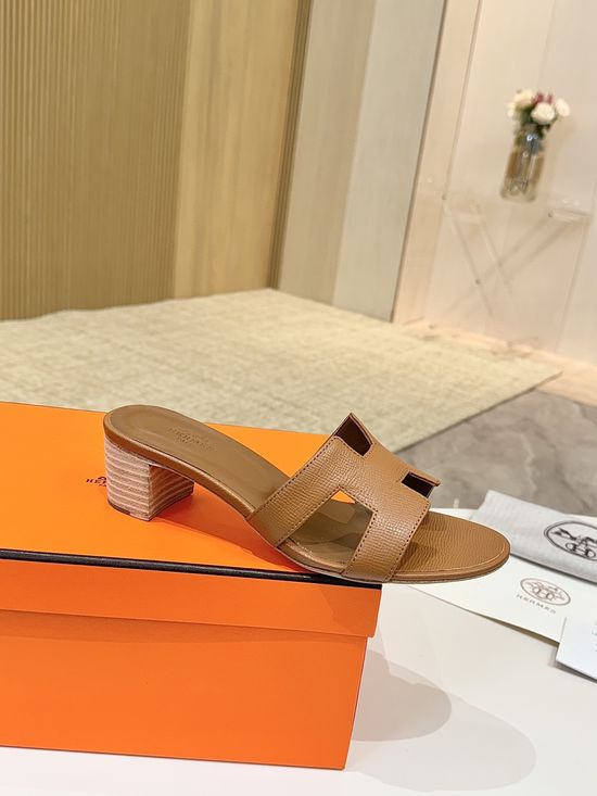 Hermes Low Heel Premium Leather Shoes with Leather Sole