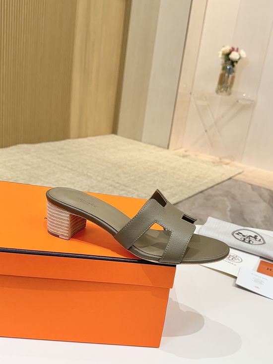 Hermes Low Heel Premium Leather Shoes with Leather Sole
