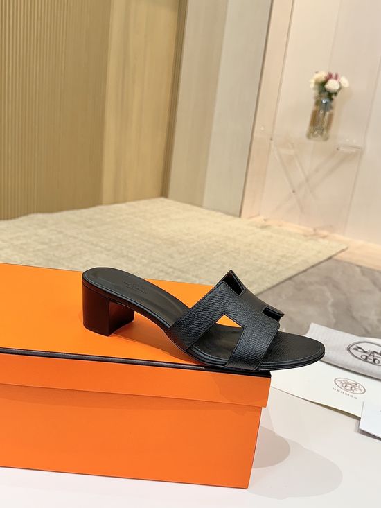 Hermes Low Heel Premium Leather Shoes with Leather Sole