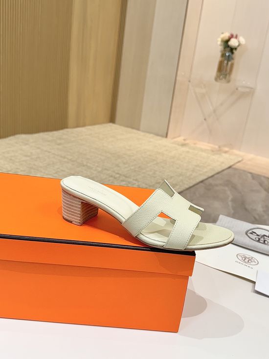 Hermes Low Heel Premium Leather Shoes with Leather Sole