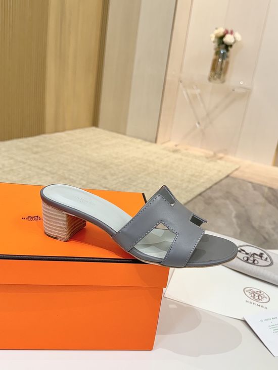 Hermes Low Heel Premium Leather Shoes with Leather Sole