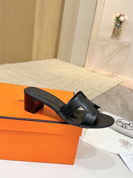 Hermes Low Heel Premium Leather Shoes with Leather Sole