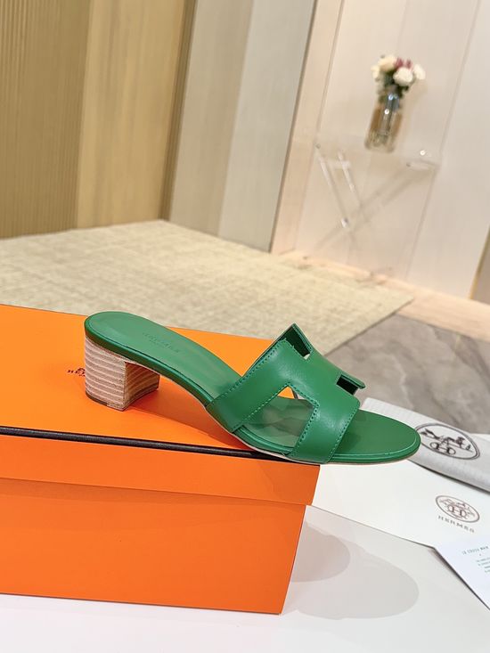 Hermes Low Heel Premium Leather Shoes with Leather Sole