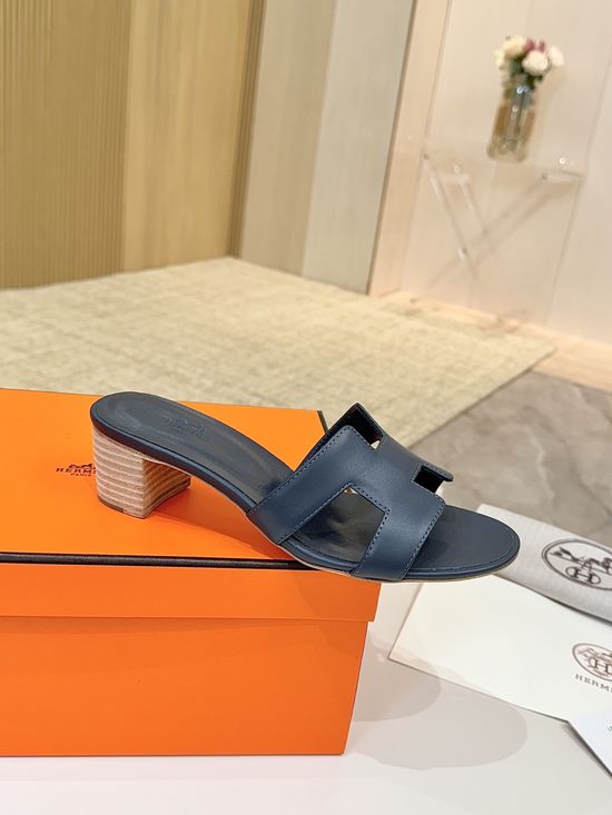 Hermes Low Heel Premium Leather Shoes with Leather Sole