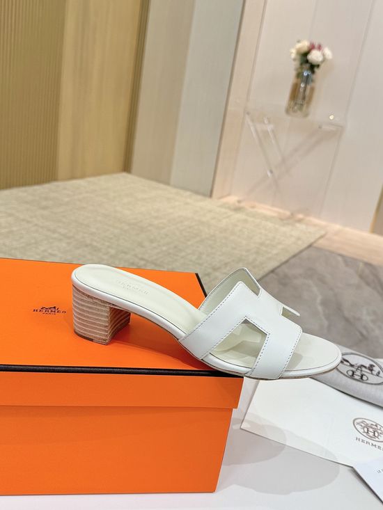 Hermes Low Heel Premium Leather Shoes with Leather Sole