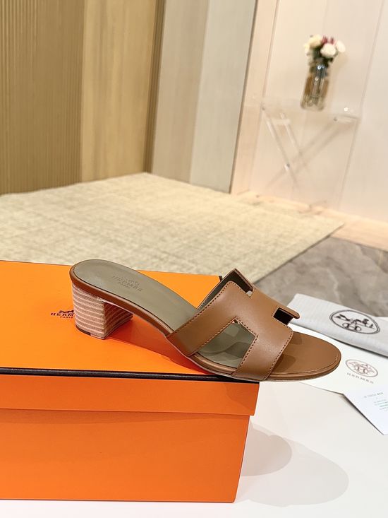 Hermes Low Heel Premium Leather Shoes with Leather Sole