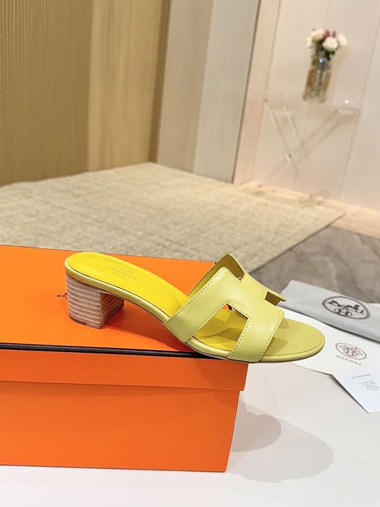 Hermes Low Heel Premium Leather Shoes with Leather Sole