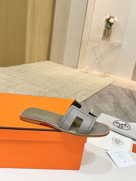 Hermes Premium Palm Grain Leather Shoes with Leather Sole