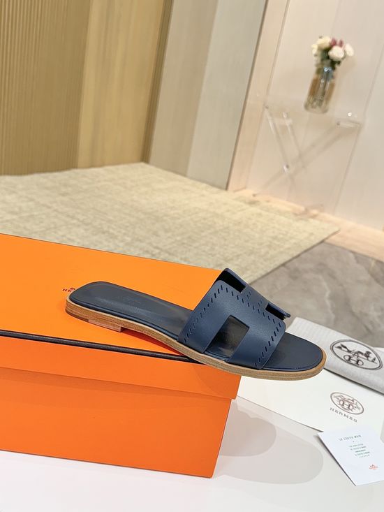 Hermes Premium Palm Grain Leather Shoes with Leather Sole