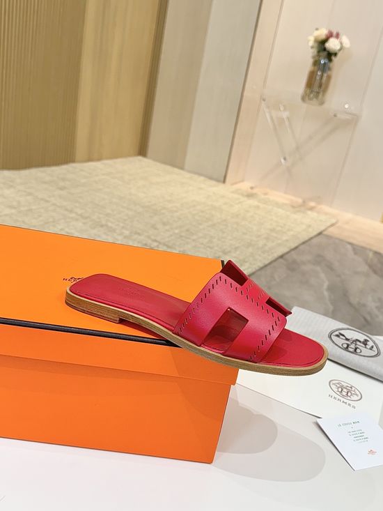 Hermes Premium Palm Grain Leather Shoes with Leather Sole