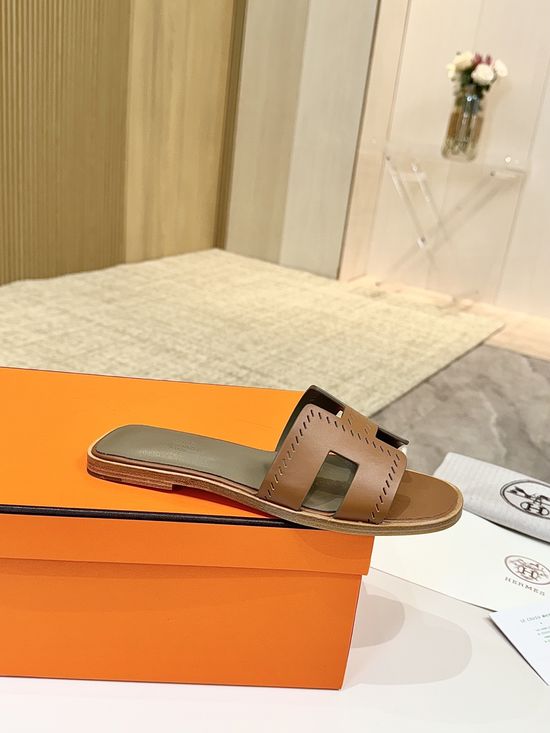 Hermes Premium Palm Grain Leather Shoes with Leather Sole