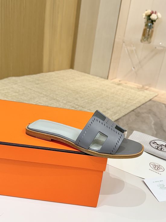 Hermes Premium Palm Grain Leather Shoes with Leather Sole