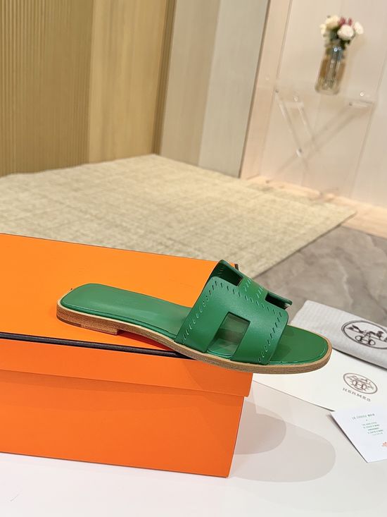 Hermes Premium Palm Grain Leather Shoes with Leather Sole