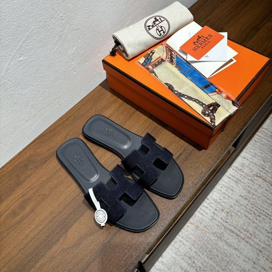 Hermes Classic Navy Slide Sandals Comfortable Casual Daily Footwear
