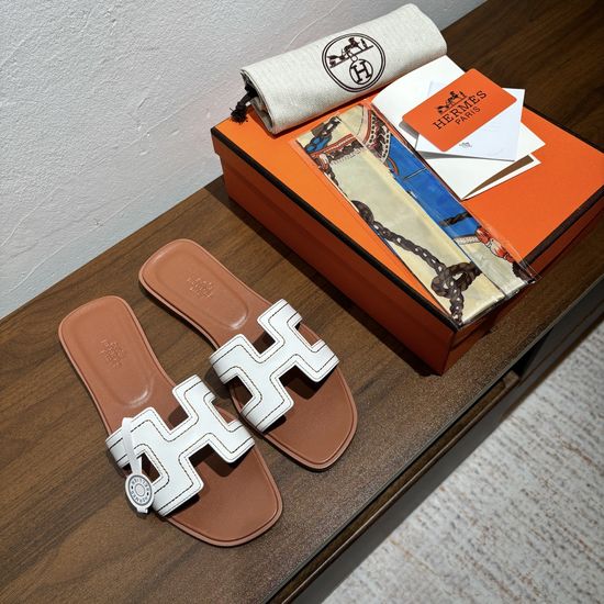 Hermes Classic Genuine Leather Slides Comfortable For Daily Wear